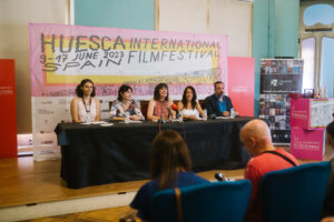 Momento de la rueda de prensa con reprentantes de los jurados y Estela Rasal, directora del festival